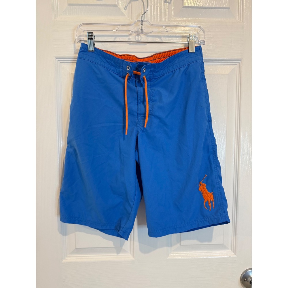 Polo Ralph Lauren Swim Trunks Board Shorts Orange Pony Blue Size L